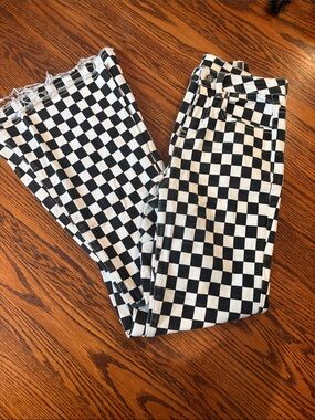 Black & White Checkerboard flare Jeans